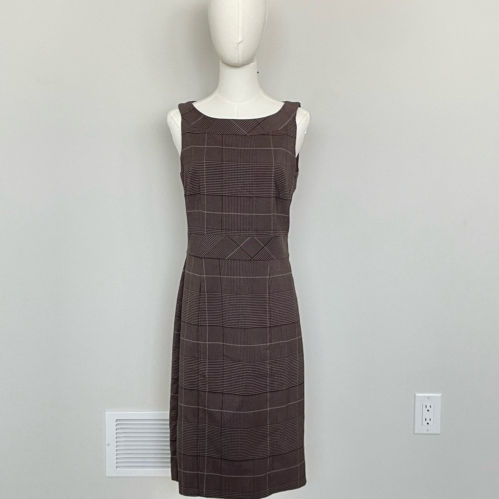 H&M Checkered Brown Midi Dress